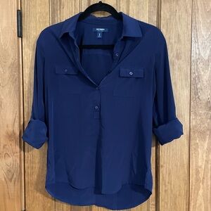 Old Navy Blue 3/4 Sleeve Button Down Shirt